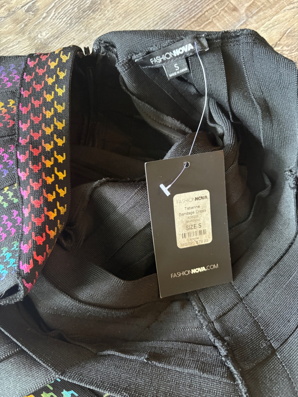 Black Mini Dress with metallic Rainbow - Picture 12 of 14